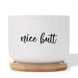 DecStic Nice Butt Ceramic Planter Literary Quote Planters for Indoor Plants with Drainage Holes and Saucers Pot for Home Office Desk Garden
