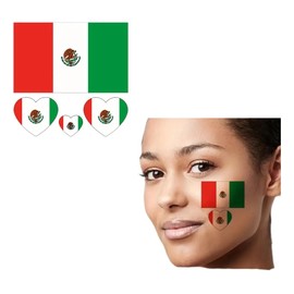 Tatuajes Temporales de la Bandera Mexicana, 10 Hojas, 40 Piezas, Tatuajes Impermeables para el Día de la Independencia, Deportes, Cuerpo y Rostro, para Hombres, Niños y Mujeres (Bandera de México)