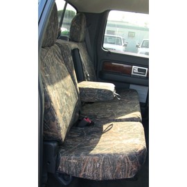 Exact Seat Covers, FD58 CL, 2010 Ford F150 Crew Cab Front and Back Seat Set Custom Exact Fit Seat Covers, Conceal Camo Velour