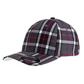 Flexfit Check Baseball Cap - Grey-Turquoise