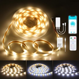 ALITOVE 5 m CCT LED Strip 24 V Tunable White LED Strip Outdoor Dimmable 2700 K - 6500 K LED Strip Outdoor with RF Remote Control App Control for Bedroom Home Garden Patio Pool