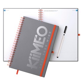 KIIMEO - Increase your time management! The 1st Professional and Themed Notebook - Tips & Articles - 140 Pages + 1 Erasable Page - Includes Felt-tip Pen