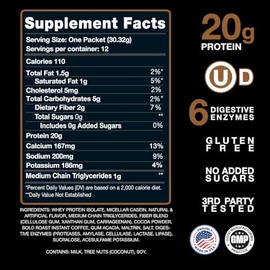 Devotion Nutrition Devotion Nutrition Protein Powder Blend | Gluten Free, Keto Friendly, No Added Sugars | 1g MCT | 20g Whey & Micellar Protein | 12 Single Serving Packets (Mocha Java Chip)