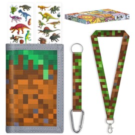 JONYEE Kids Wallet for Boys Girls 5-16, Boys Trifold Wallet with Lanyard and Zipper Coin Pocket for Kids Toddler Children, Box-Packed Novelty Wallet with Stickers and Card Holder for Sports, H7-Coffee