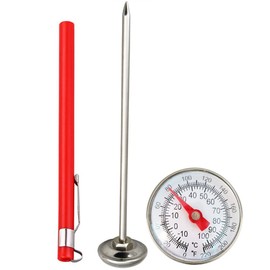 Food thermometer, Kitchen Food-Cooking Meat Coffee Thermometer Stainless Steel Dial Tools, 1 Pieces Immediate Read Pocket Thermometer for Milk Coffee Tea Cold Drinks Silver