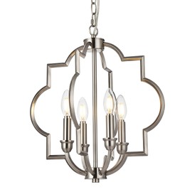 Jonsi Brushed Nickel Chandelier Light Fixtures Ceiling Hanging, 4 Light Orb Geometric Hanging Chandeliers for Dining Room, Entryway, Foyer, Living Room