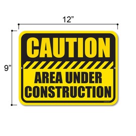 Honey Dew Gifts Hardhats Construction Signs, Caution Area Under Construction - 9 x 12 Inch Metal Business Sign, Made in USA