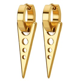 Paar Tribal Goldfarben Drop Dreieck Creolen für Herren Damen, Edelstahl Huggie Ohr Manschette Ohrringe Huggie