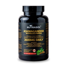 Organic Ashwagandha with Black Pepper | 2600mg Daily Dose | Resistance to Stress | Increases Energy Level | Supports Memory Enhancement (120)