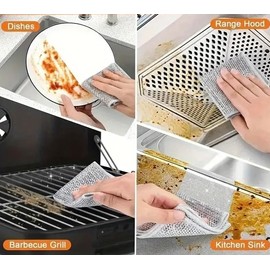 5-Pack Melamine Cleaning Pads (8X Compressed Multi-Purpose) | 5-Pack Double Sided Steel Wool Scrubbers | Multipurpose Non-Scratch Scrubbing Wire Dishwashing Rags for Wet and Dry | Resuable