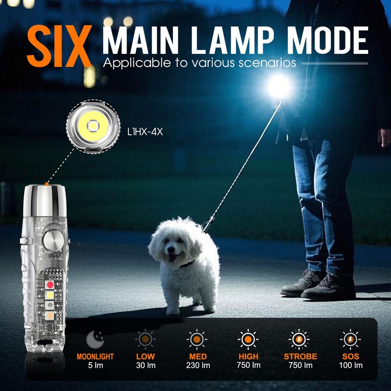 TUNENGE S12Pro Keychain Flashlight Rechargeable,750 High Lumen EDC Mini Flashlight