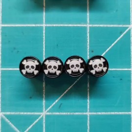 AutoValveCaps Skull and Crossbones Tire Valve Stem Caps - Set of Four - Fits on all Vehicles