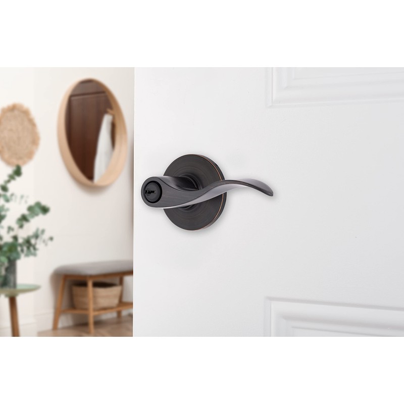 BRINKS – Transitional Keyed Entry Wave Door Lever, Tuscan Bronze