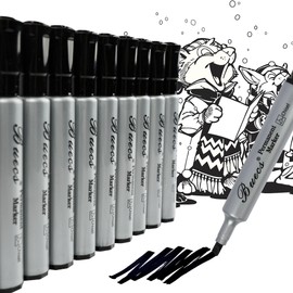 Buecs Permanent Markers, 80 Count Black Permanent Markers, Chisel tip, Waterproof &Fade Resistant, Quick Drying, Office Supplies for School, Office, Home