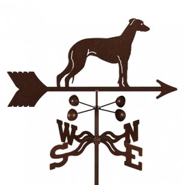 EZ Vane Greyhound Dog Weathervane — 4-Sided Mount, Wind Cups, Antique Copper Finish, Steel with Durable Triple Powder Coating, Handcrafted in USA