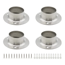 4 PCS Shower Curtain Rod Holder, ULIFESTAR Closet Rod Brackets Heavy Duty Stainless Steel Pipe Pole Flange Socket Wardrobe Bracket End Supports,Easy Installation Quick Removal (Diameter 32mm/1.26'')