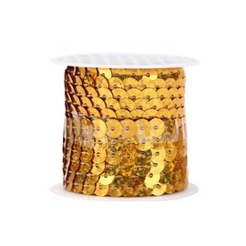 4.5M Dark Gold Sequin Ribbon, 6mm Glitter Laser Sequin Trim, Paillette Ribbon Trim for Sewing Decoration