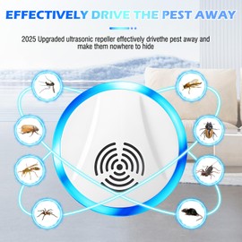Qualirey 12 Pcs 2025 New Upgrade Ultrasonic Pest Control Repeller Electronic Spider Repellent Indoor Mice Traps Plug in for Home House Kitchen Garage Warehouse Bug Cockroach Mosquito Pest Control