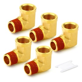 GASHER 5pcs 90 Degree Barstock Street Elbow, 3/8" NPT Male Pipe,3/8" NPT Female Brass Pipe Fitting