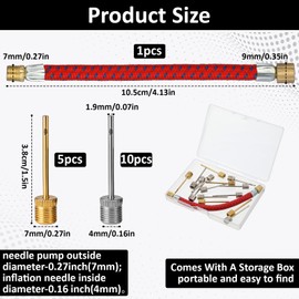 16 Pcs Air Pump Needle Stainless Steel Ball Pump Inflation Needle with 1 Pumps Adaptor Hose Dual-Port Inflation Needles Air Inflations Needles Inflate Pumps Pins for Basketball Soccer Sports Ball