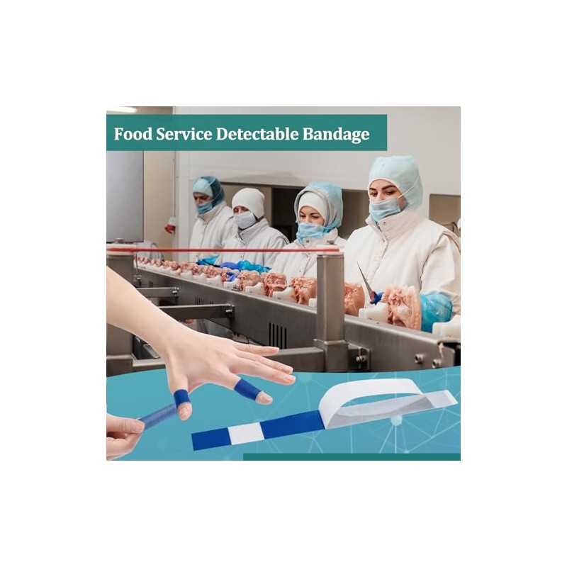 Geiserailie Blue Detectable Bandages - 120 Pack Flexible and Waterproof