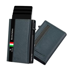 SINUM™ Safiano Leather Magnetic Wallet | Wallet for Men and Women | Italian Brand | Card Holder with Wallet and Cash | RFID Protection |, Green, Modern