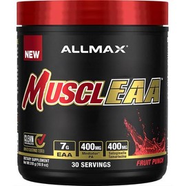 Genérico ALLMAX MusclEAA  9 Aminoácidos Esenciales (EAAs)  7000mg de EAAs  310 g  30 ser  Sin Gluten  Sin Soya (Fruit Punch)                          