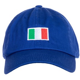 Ann Arbor T-shirt Co. Italian Flag Hat - Country of Italy Pride, Italiano Low Profile Italia Baseball Dad Hat for Men Women - (Royal Blue)