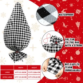 Large Christmas Tree Storage Bag Jumbo Christmas Tree Removal and Disposal Bag Plastic Bag Waterproof Xmas Tree Cover Upright for Xmas Tree Ornament (Black and White,7.5 ft)