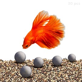 SunGrow Tropical Fish Mineral Stones, 30+ Minerals Strengthen Scales, Enhance Fish Color, Calcium-Rich Grey Stones for Freshwater Tank, Optimal Balance, 30-Pack
