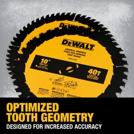 DEWALT 10-inch Miter Saw Blade/Table Saw Blade, 2-Pack, 40T and 60T General Purpose Combo (DWA110CMB)