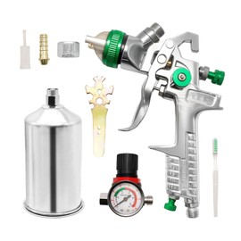 Saihisday 2.5mm Gravity Paint Gun HVLP Spray Gun Auto Body Repair Paint Spray Gun with Regulator Paint Primer Metal Flake 1L 1.4mm/2.5mm Needle and Nozzle for House Painting Car Furniture Spraying