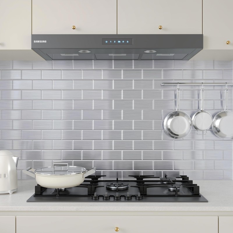CHIHUT 6 Sheets 12''x12'' Brushed Silver Stainless Steel Subway Peel