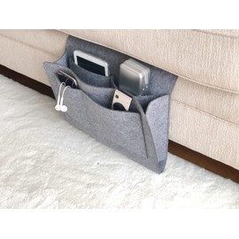HRB Felt Laptop Bag up to 13 Inches, Bed Bag for Hanging, Ideal Hanging Storage, Anthracite Hanging Organiser or Remote Control Holder with Inner Pockets