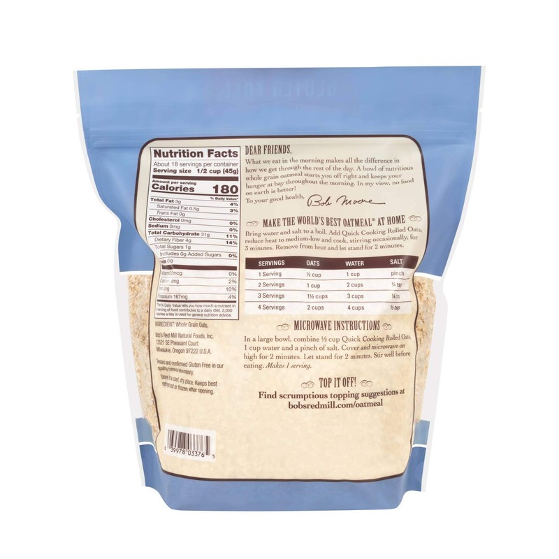Bob's Red Mill Gluten Free Quick Cooking Rolled Oats, 28