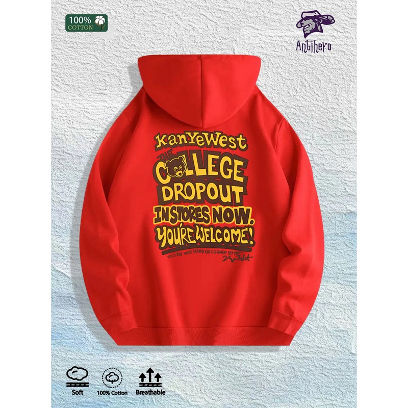 Kanye West "College Dropout" Graphic Hoodie 100% Cotton US Warehouse