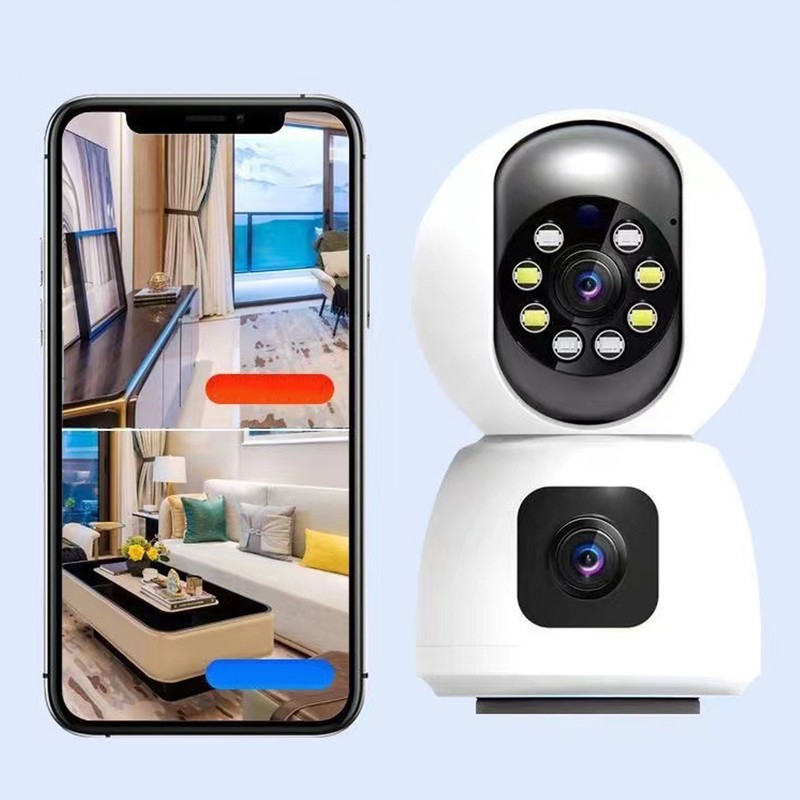 WiFi Dual Lens Security Camera HD Wireless Home Camera with