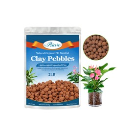 Riare 2 LBS Organic Expanded Clay Pebbles - 4mm-16mm Natural Leca Balls Lightweight Hydroponic Clay Pebbles Aggregate for Indoor Plants, Hydroponic Growing, Plants Drainage, Aquaponics