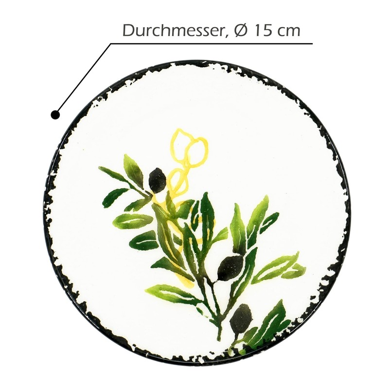 Lashuma Set of 4 Small Dinner Plates Green Olive Ceramic