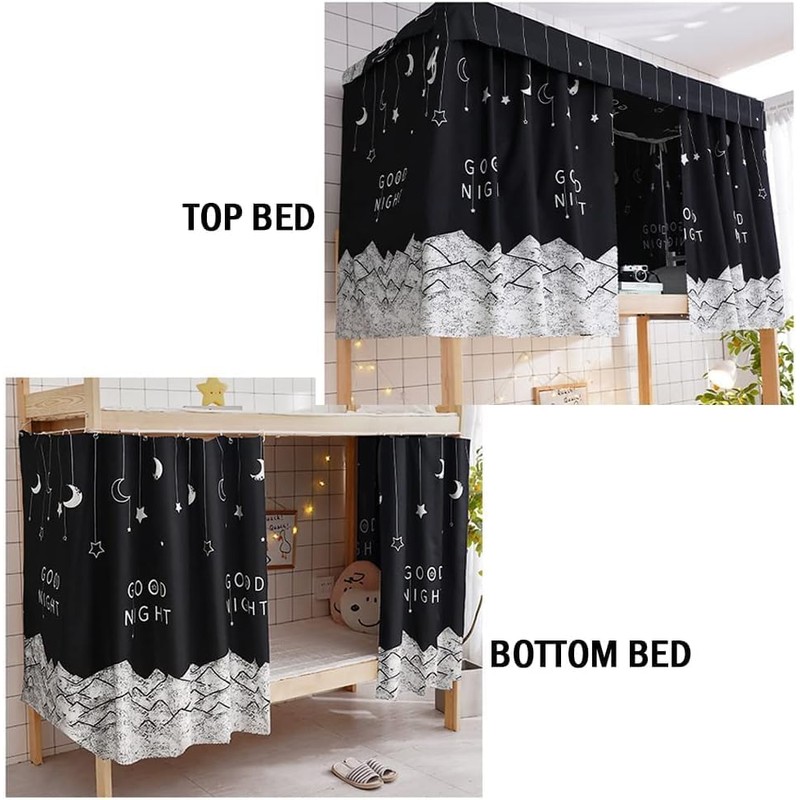 ITODA Bottom Bunk Bed Curtains Blackout Bed Drapes Single Bed