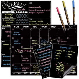 JJPRO Magnetic Writing Board Combo Set With Monthly Weekly Planners And Markers