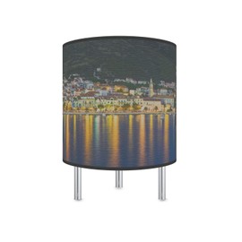 LED Desk Lamp Makarska Croatia Skyline Canvas Printed Table Light Comes with 16 Color Rechargeable Light Bulb with 5 Level Dimmer and Remote Control and Chrome Standoffs. Made in The USA