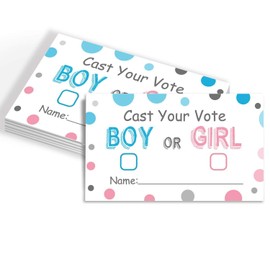 Antgiftshop Gender Reveal Party Voting Cards, Baby Shower Game, 50 Cards, Pink and Blue, 3.5 x 2 Inches