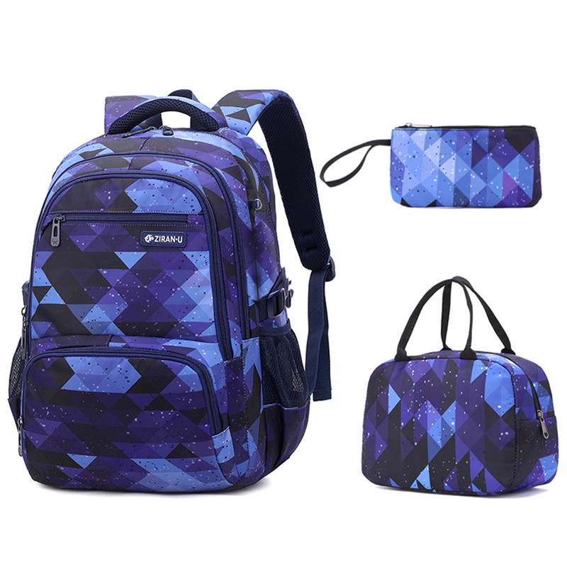 Primary and Secondary School Students Backpack Waterproof Schoolbag with Lunch