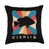 Vintage Cichlid Fish Lover African Cichlid Fish Aquarium Throw Pillow