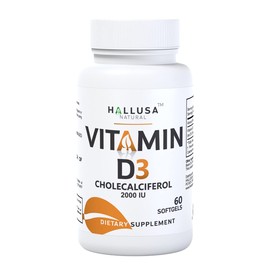 Hallusa Natural Vitamin D3, VITAMINA D3, 60 SOFTGELS