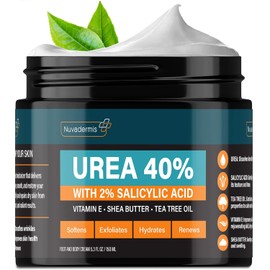 NUVADERMIS 40% Urea Cream - Full Body Moisturizing for Very Dry Skin Formulated for Feet Hands Elbows and Body Maximum Strength + Salicylic Acid – 5.3 fl oz Regular - 1 Pack / NUVADERMIS 40% 우레아 크림 - 매우 건조한 피부를 위한 전신 보습 발 손 팔꿈치 및 신체를 함유 최대 강도 + 살리실산 – 5.