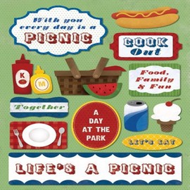 Karen Foster Design Acid and Lignin Free Scrapbooking Sticker Sheet, Let's Eat
