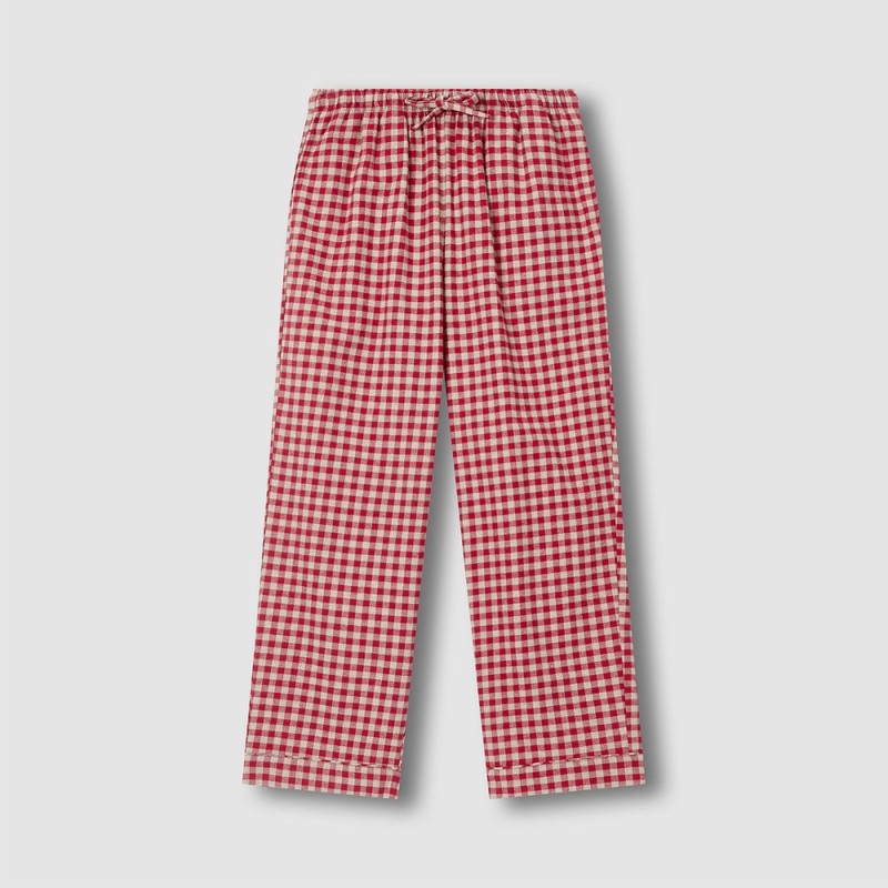 JAJU [JAJU/자주] 여 플란넬 파자마 세트_다크레드 [JAJU] Women's Flannel Pajama