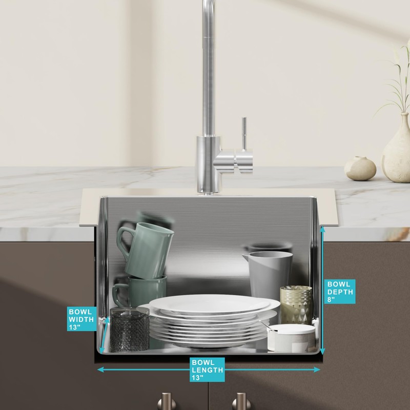 Bathenum 15" x 17" Drop in Bar Sink 304 Stainless
